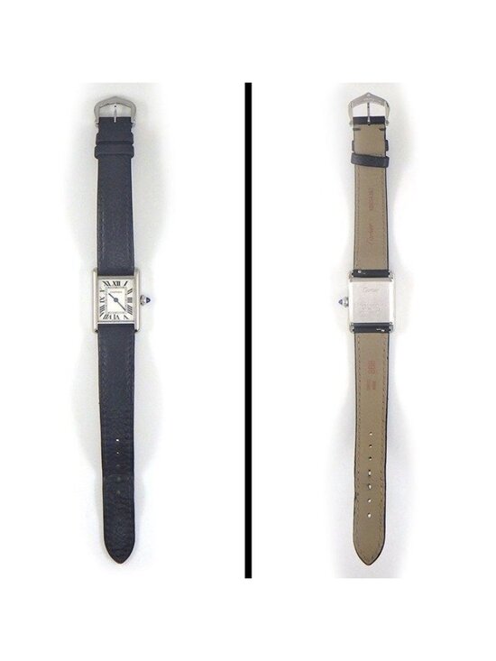 Cartier Watch Tank Must SM Rectangular Silver Dial Roman Index Leather SS main image 8